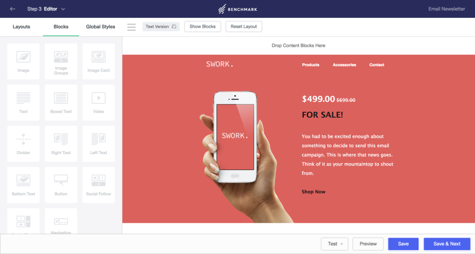 screenshot of Benchmark Email